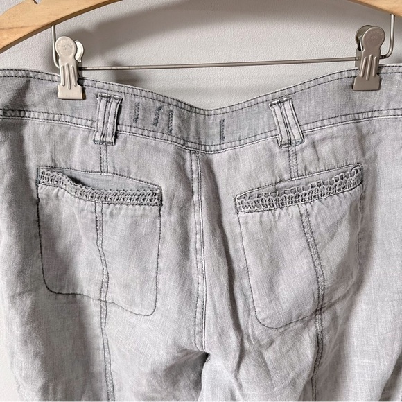 ANTHROPOLOGIE Hei Hei Marlena Gray Linen Embroidered Detail Roll Cuff Pants 28 - Picture 8 of 14